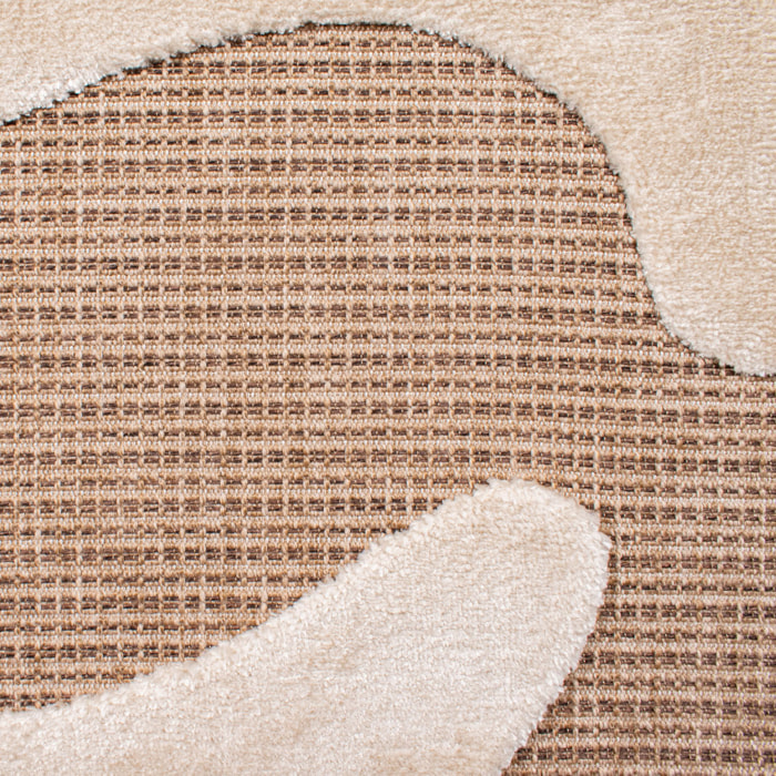 PALMA - Tapis aspect jute à motif visage en relief - Blanc