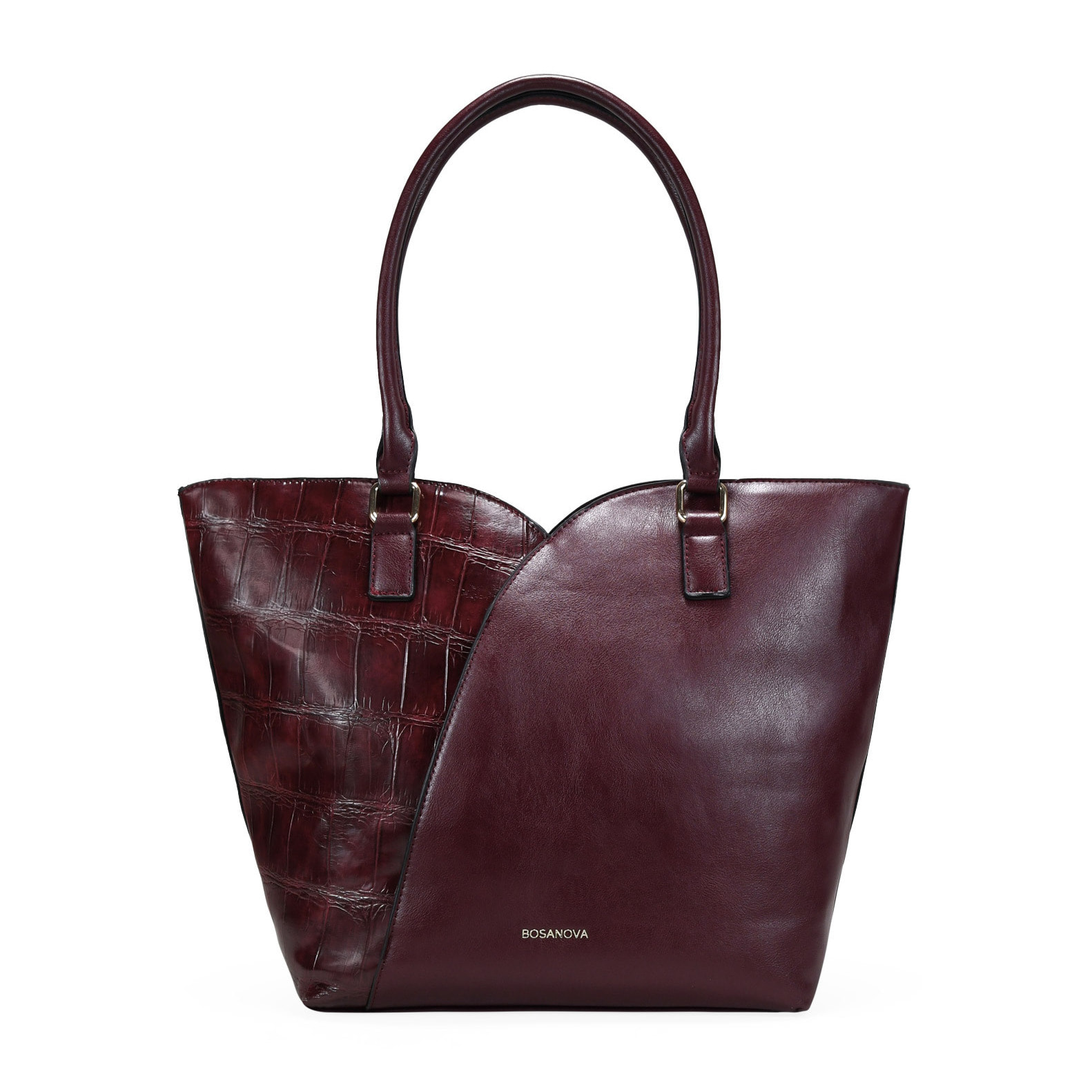 Bolso de hombro burdeos con efecto cocodrilo