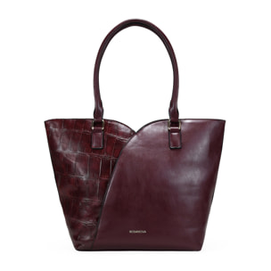 Bolso de hombro burdeos con efecto cocodrilo