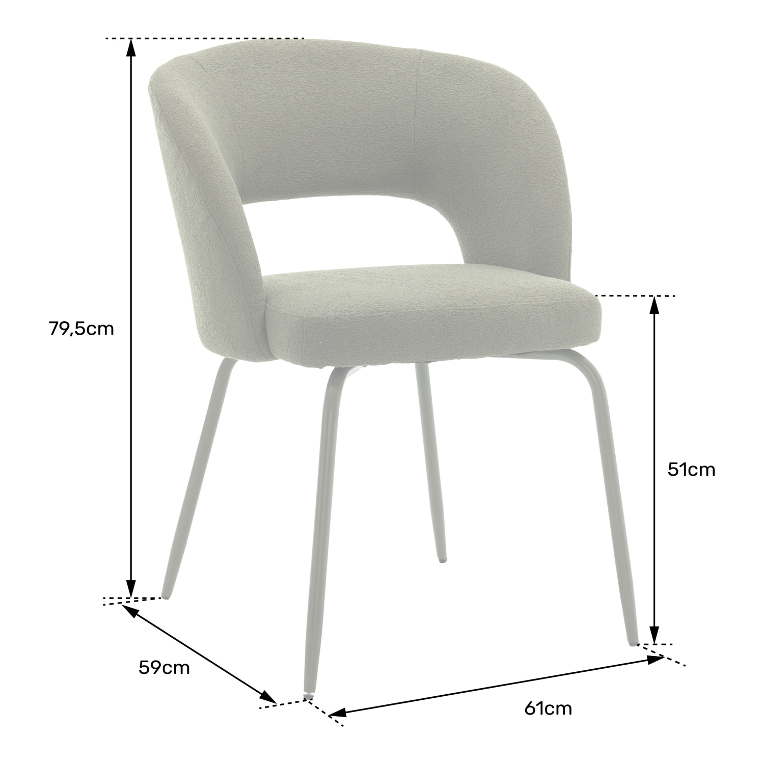 Lot de 2 chaises en tissu boucle beige FLAVIA