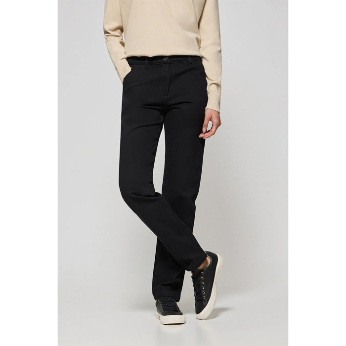 Pantaloni chino May neri con ricamo sulla tasca minimal Polo Club sulla tasca