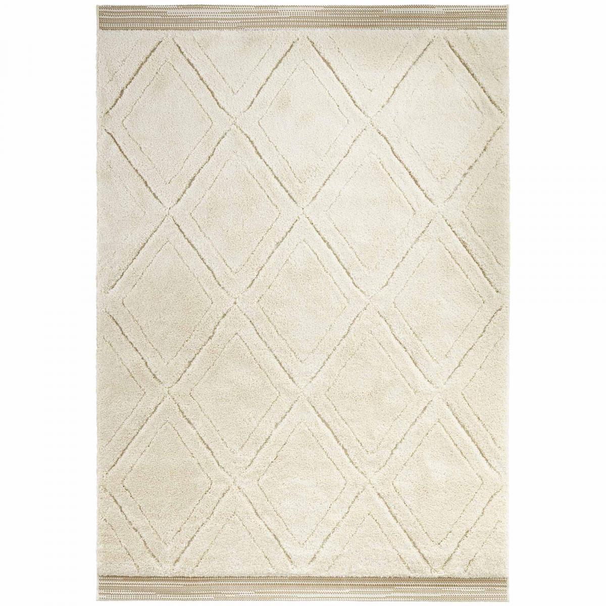 Tapis salon motif géométrique, relief raffiné, osel, entretien facile