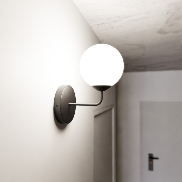 Lampada da parete PREGOS in metallo nero e vetro