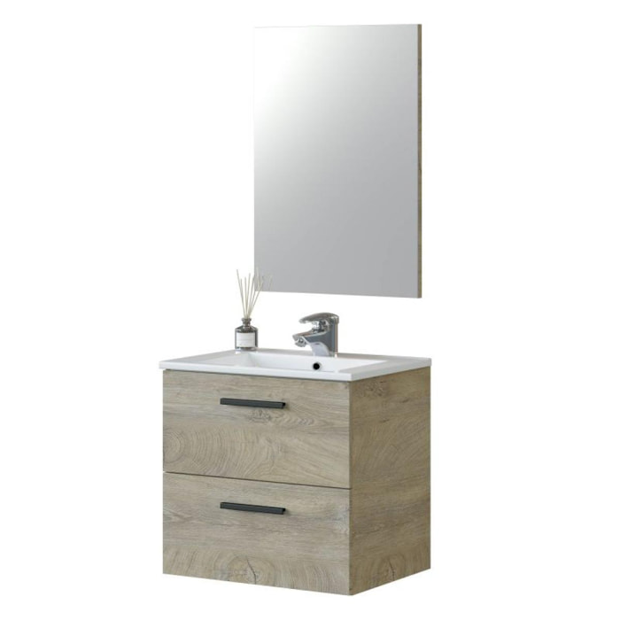 Mueble de baño Aruba 60 con espejo Roble Alaska