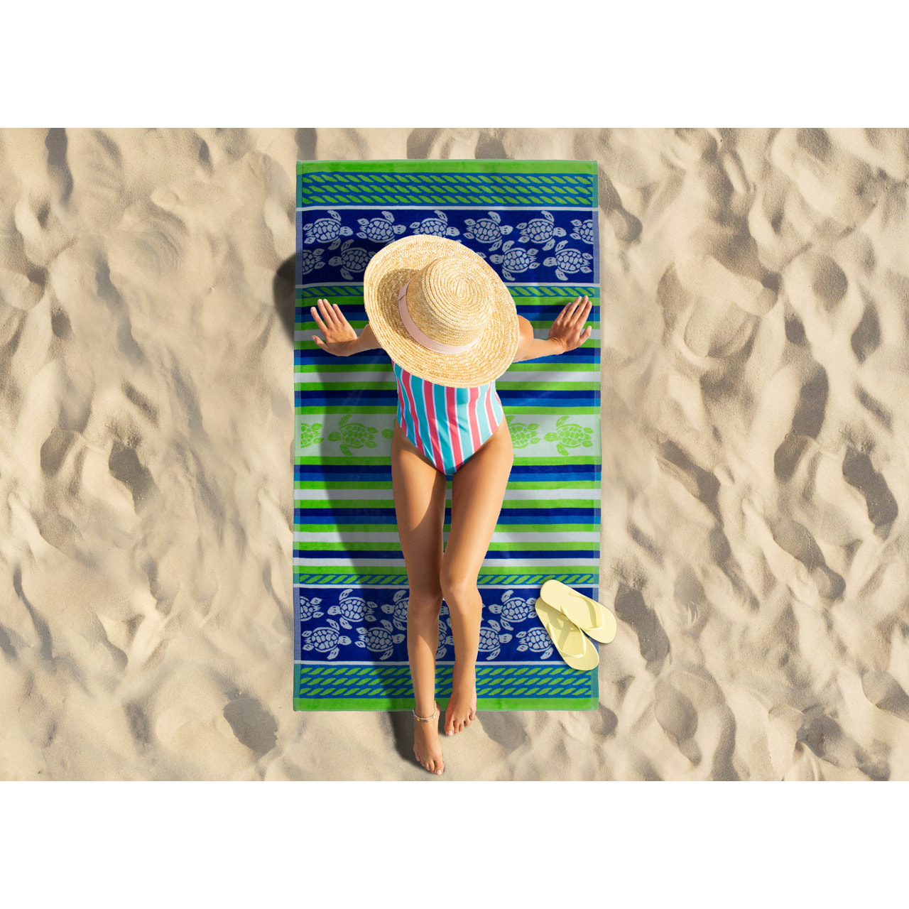 Telo Mare Spugna Jacquard Spiaggia Disegno Modica