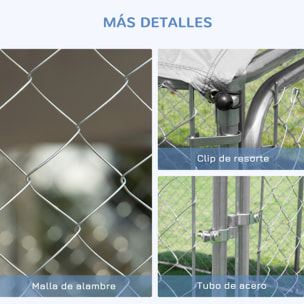 Perrera de Exterior con Toldo 230x230x175 cm Jaula para Perros Mascotas de Acero Galvanizado con Cerradura para Jardín Patio Plata