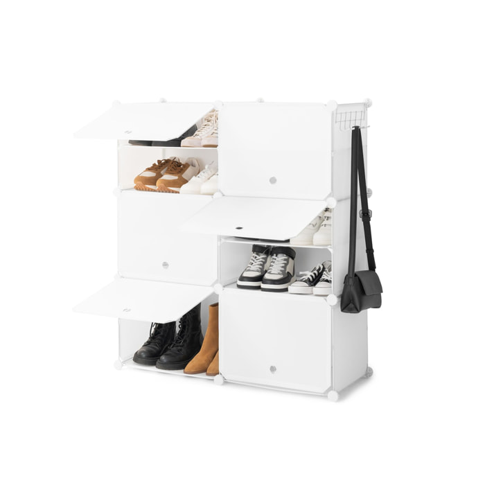 Scarpiera modulare portatile - 20 paia - bianco - 84x96x32 cm