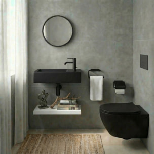 Lave-mains suspendu Brevis Noir 40,5 × 20,5 × 10,5 cm – trou de robinetterie à droite (SATBRE4020SRBKM)