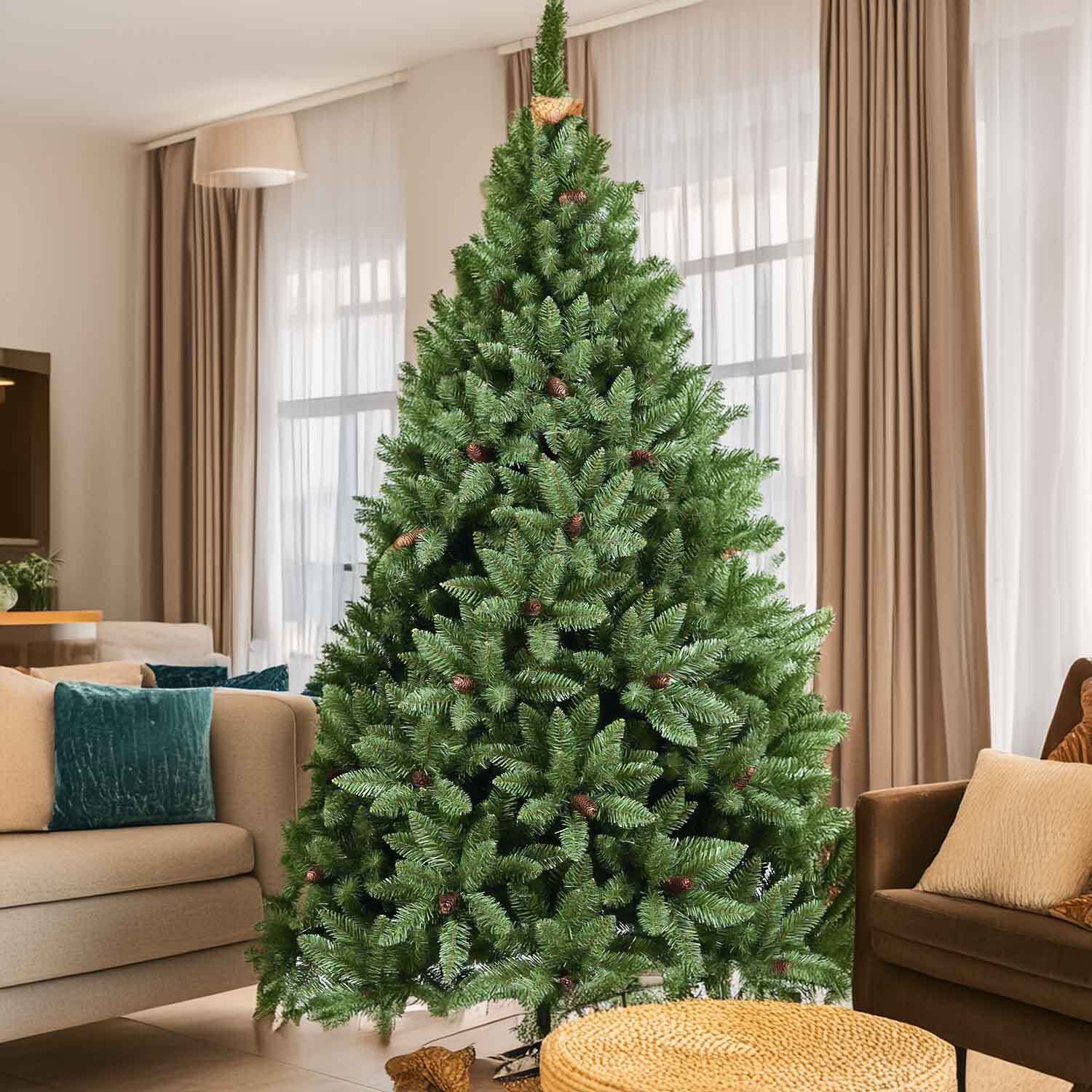 Boemia - Albero di Natale con pigne in PVC ø132x210H cm, 1156 rami