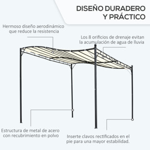 Pérgola Gazebo de Acero y Poliéster 3 x 3 x 2.5cm Crema