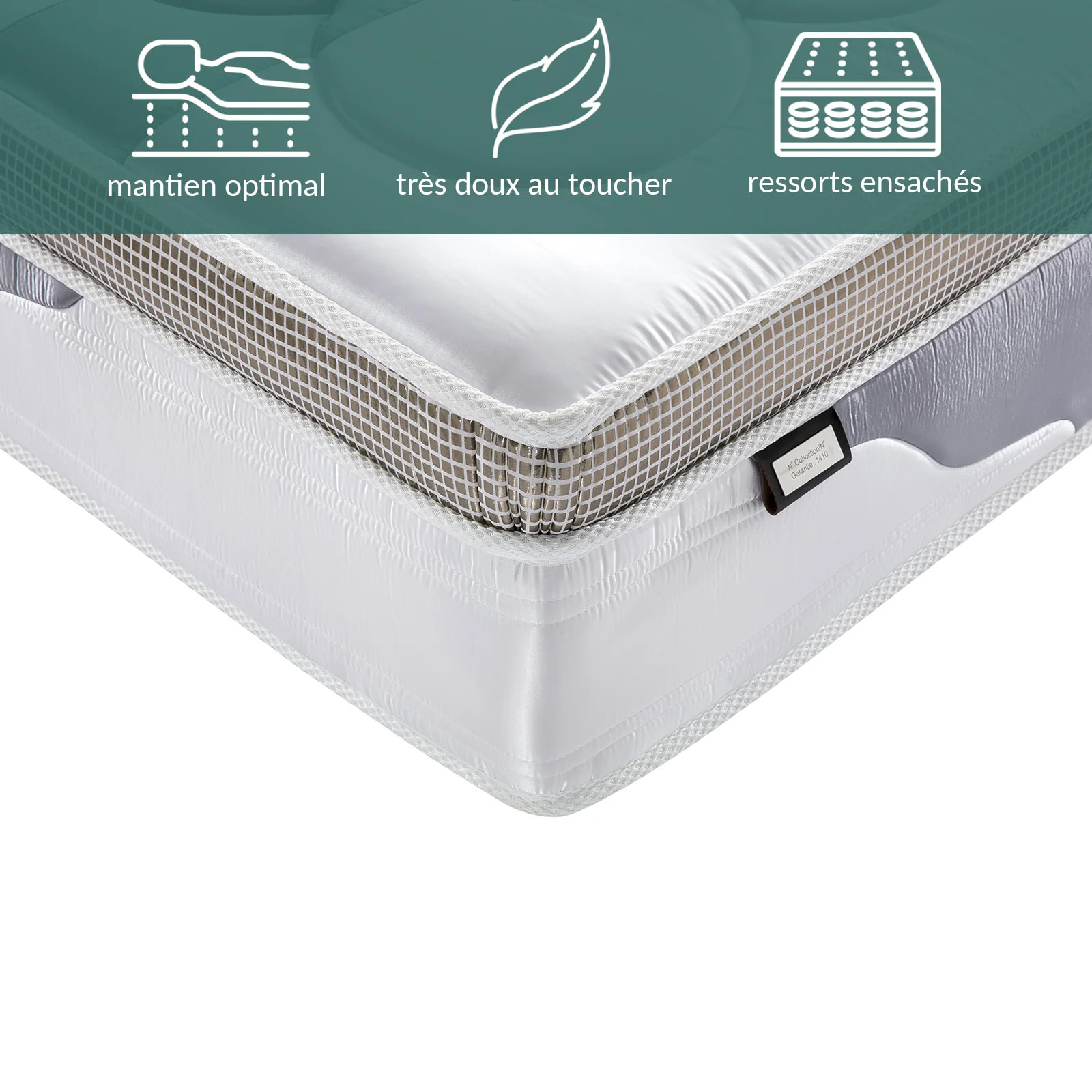 Matelas Royal XXL | 32 cm | Latex, mémoire de forme et ressorts ensachés | Surmatelas intégré | Thermorégulation