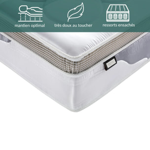 Matelas Royal XXL | 32 cm | Latex, mémoire de forme et ressorts ensachés | Surmatelas intégré | Thermorégulation