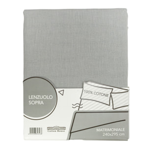 LENZUOLO SOPRA LETTO SINGOLO GRIGIO CHIARO 100% COTONE