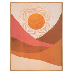 Toile imprimée encadrée "Soleil" - bois - 58x78 cm