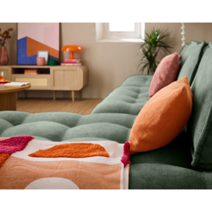 Marisol - canapé d'angle modulable 4 places - velours texturé - Vert