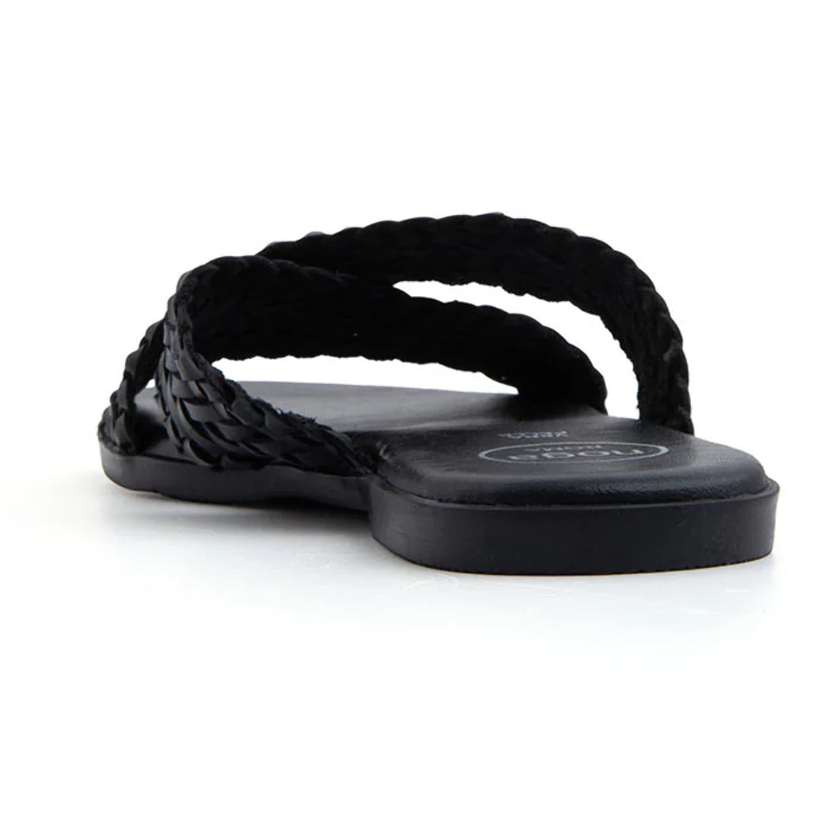 Ciabatta Flat "Woven Cross" in Vera Pelle - NERO