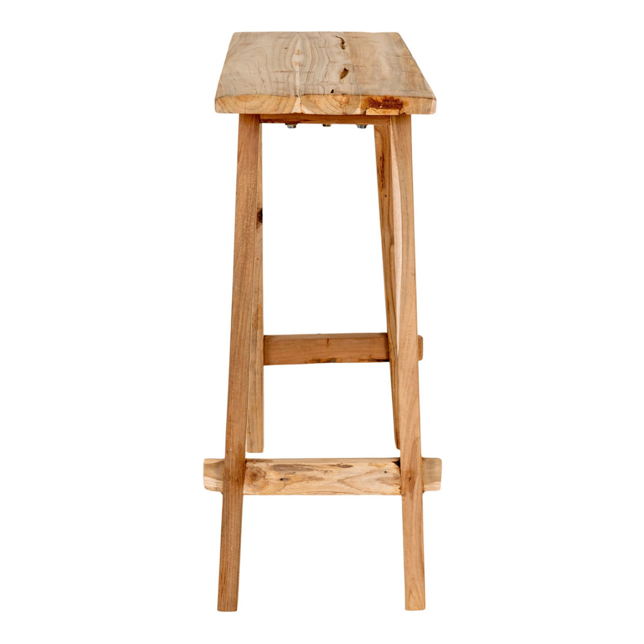 Consolle Girona in teak naturale con gambe a cavalletto, 90×30×80 cm