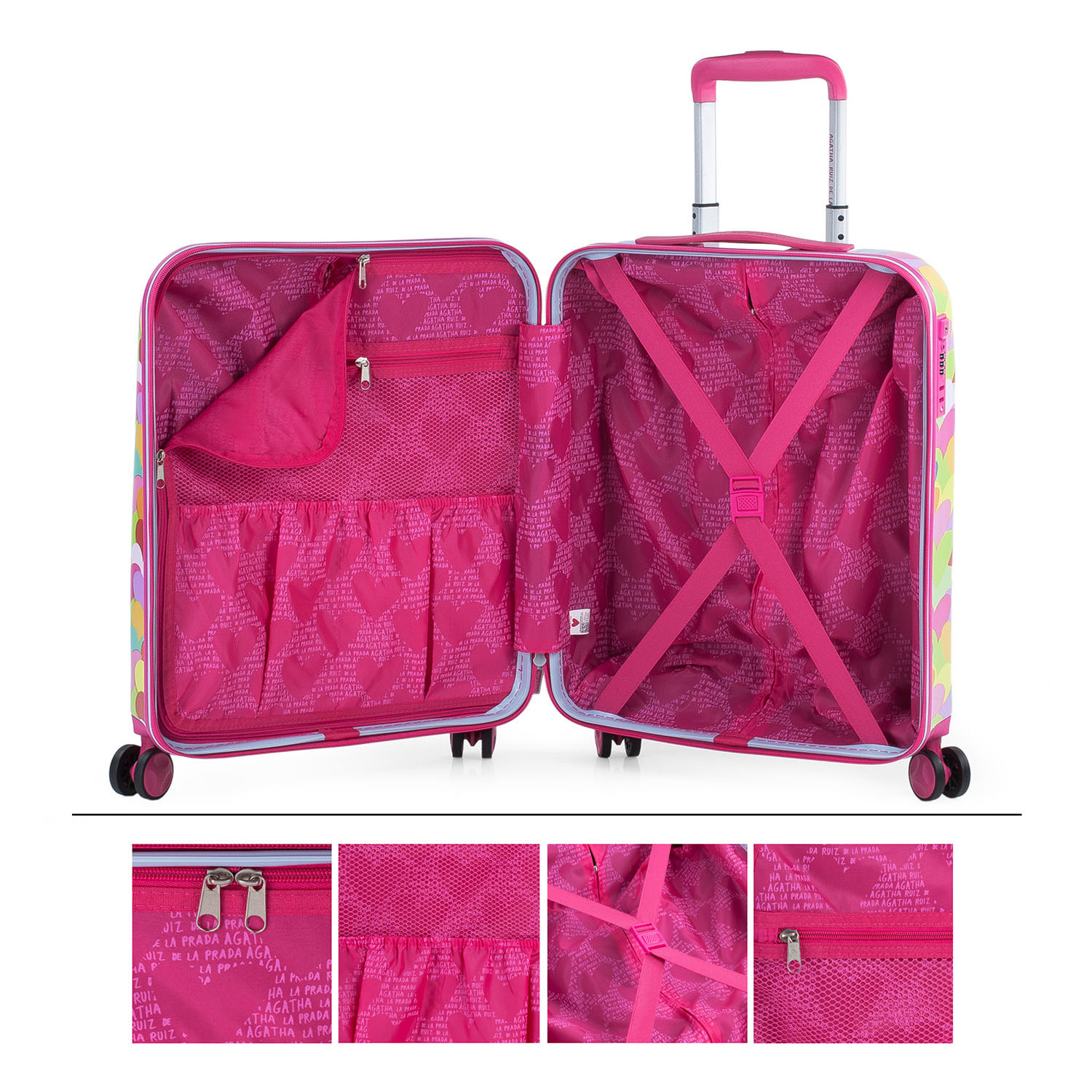 Maleta Cabina Agatha Ruiz De La Prada Corazones Fucsia