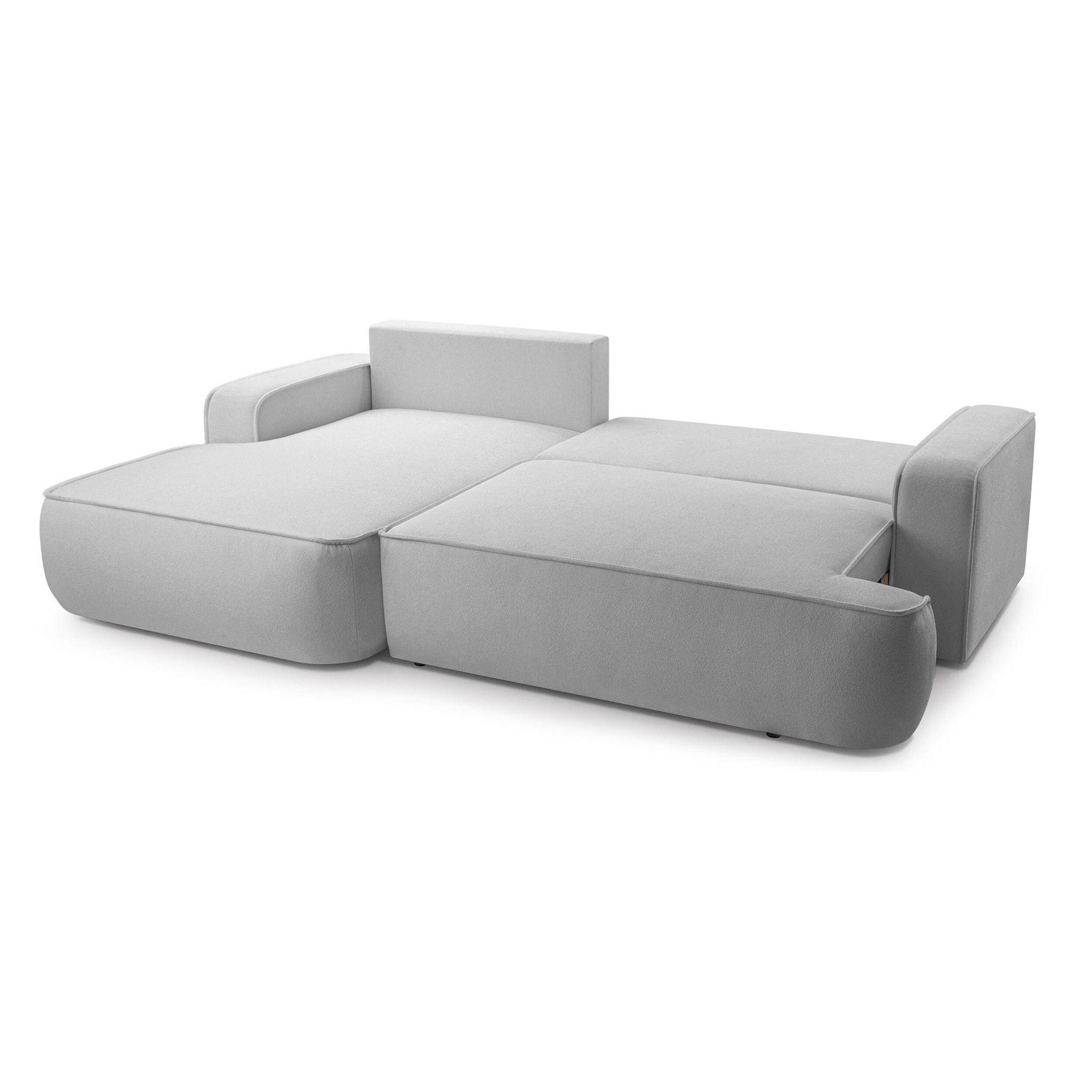 Nessino - canapé d'angle gauche 4 places - convertible avec coffre - en tissu texturé - Gris clair