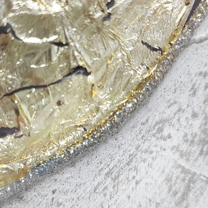 Espejo artesanal redondo Dubai Oro - Plata