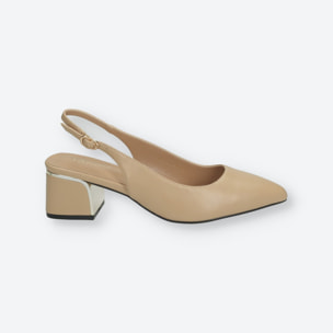 Décolleté sling back Donna Tata Italia Beige