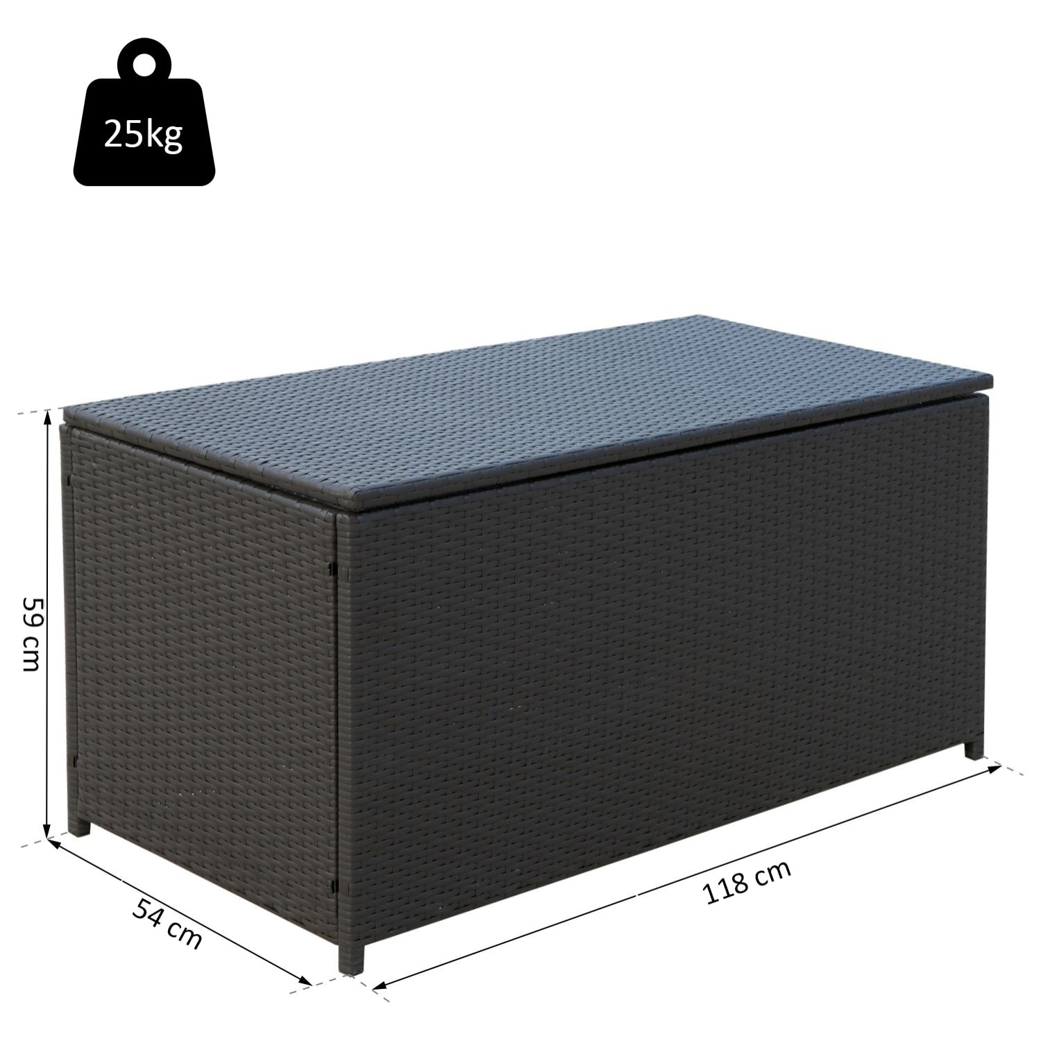 Coffre malle de rangement 118L x 54l x 59H cm résine tressée imitation rotin café foncé