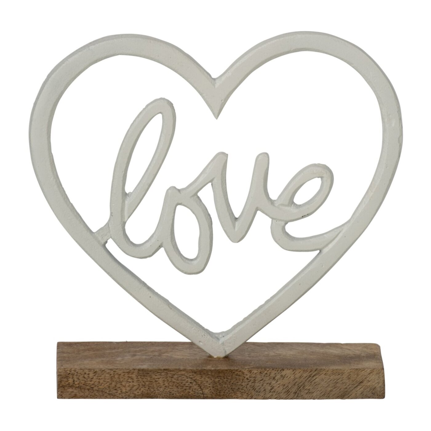 J-Line Amour sur base cœur - aluminium - blanc/naturel - small