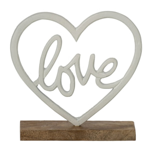 J-Line Amour sur base cœur - aluminium - blanc/naturel - small
