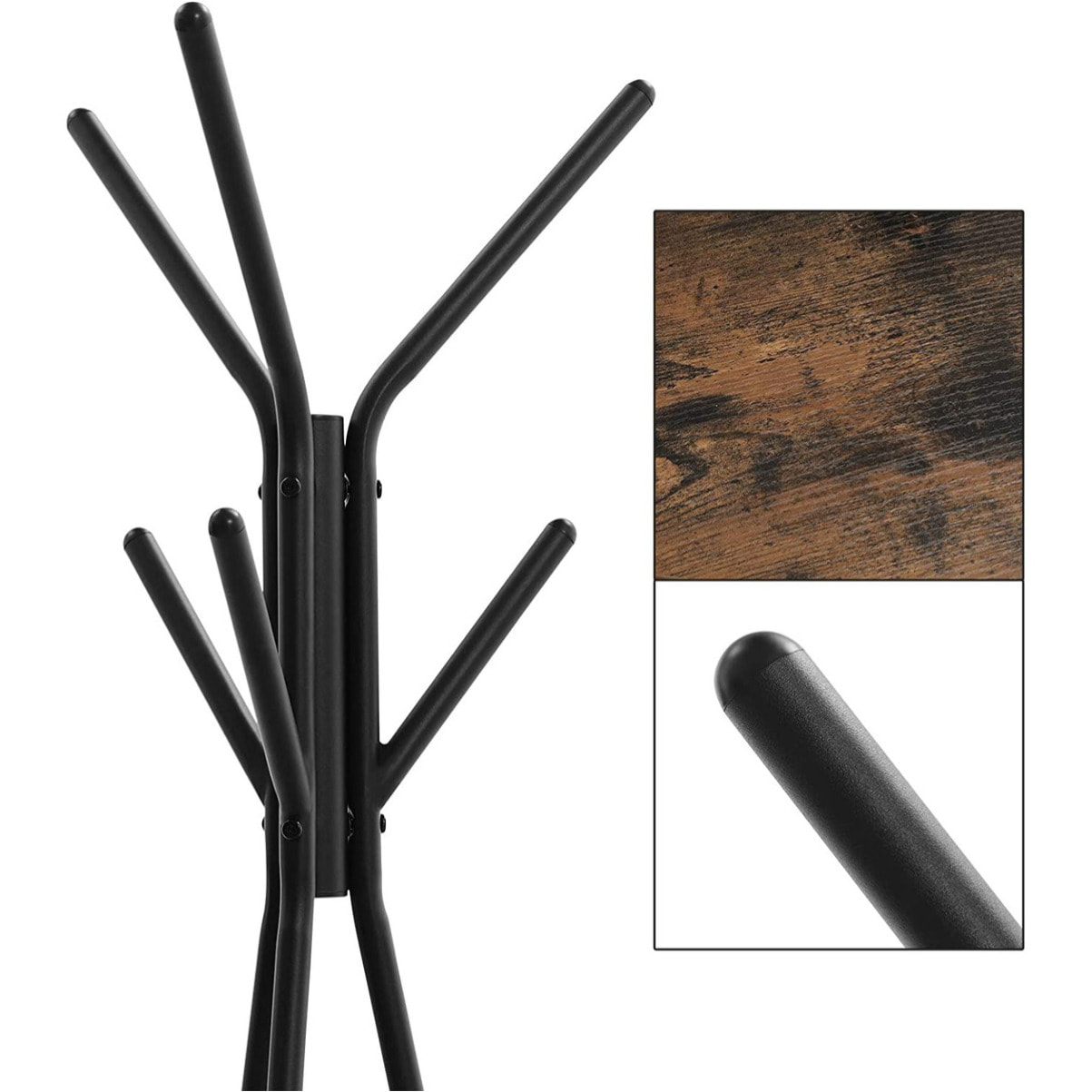 Appendiabiti da terra industrial in ferro e legno rustico