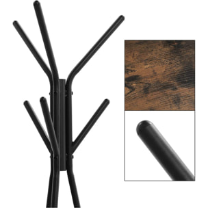 Appendiabiti da terra industrial in ferro e legno rustico