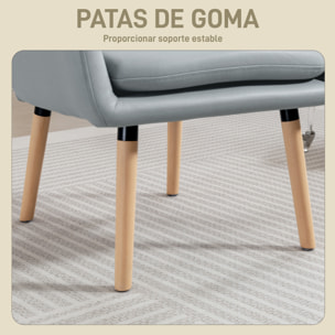 Sillón de Salón Moderno, Butaca de Salón, Acolchado de Doble Capa, Tapizado en Cuero Sintético, Patas de Madera, Sillón de Lectura para Dormitorio, Oficina, Estudio, 68x74x89 cm, Gris