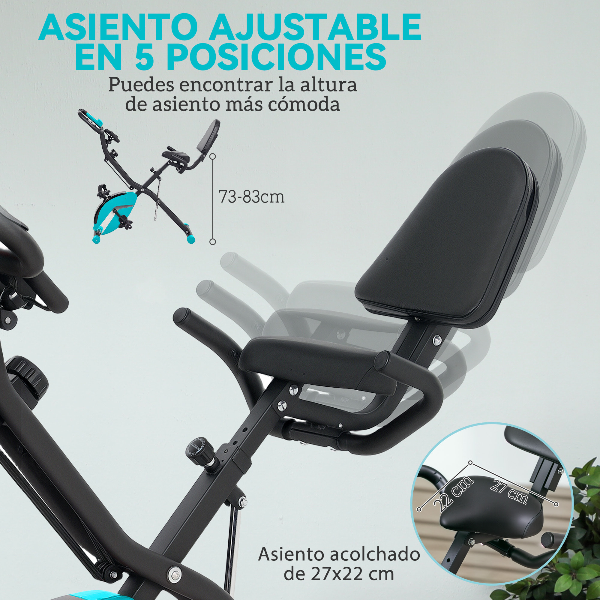 Bicicleta Estática Plegable con Respaldo Bici Estática Silenciosa con 8 Niveles de Resistencia Magnética Sillín Regulable Volante Pantalla LCD Pulsómetro y Banda Carga 110 kg Verde