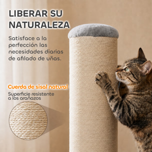 PawHut Poste Rascador para Gatos, Altura 75,5 cm, Rascador para Gatos Interior, Base Estable y Cuerda de Sisal Natural, Gris Claro