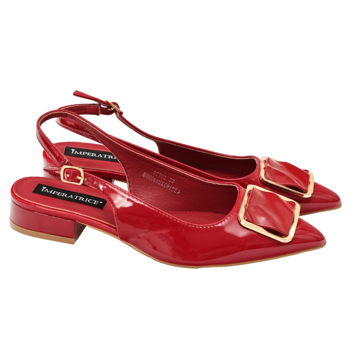 Ballerine in simil pelle verniciata con applicazione