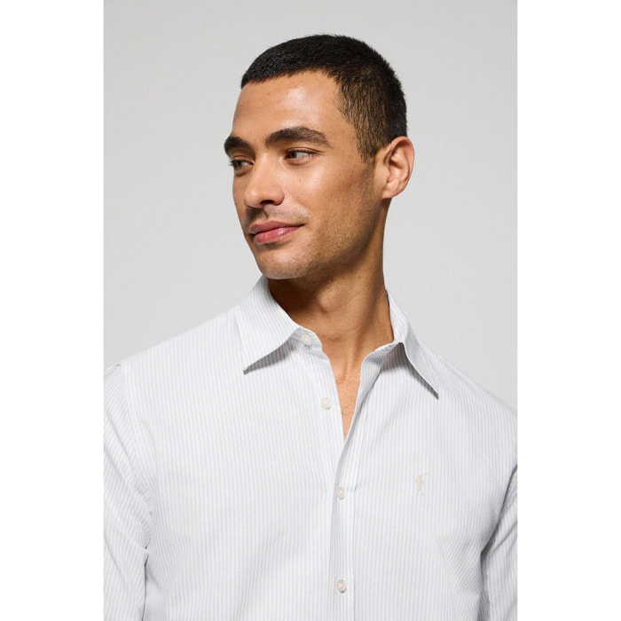 Camicia righe yale grigia chiara con logo ricamato Rigby Go
