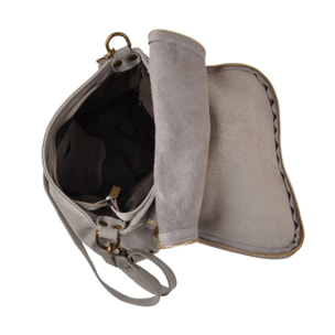 Borse Donna colore Grigio-in pelle Made in Italy 31X24X6cm