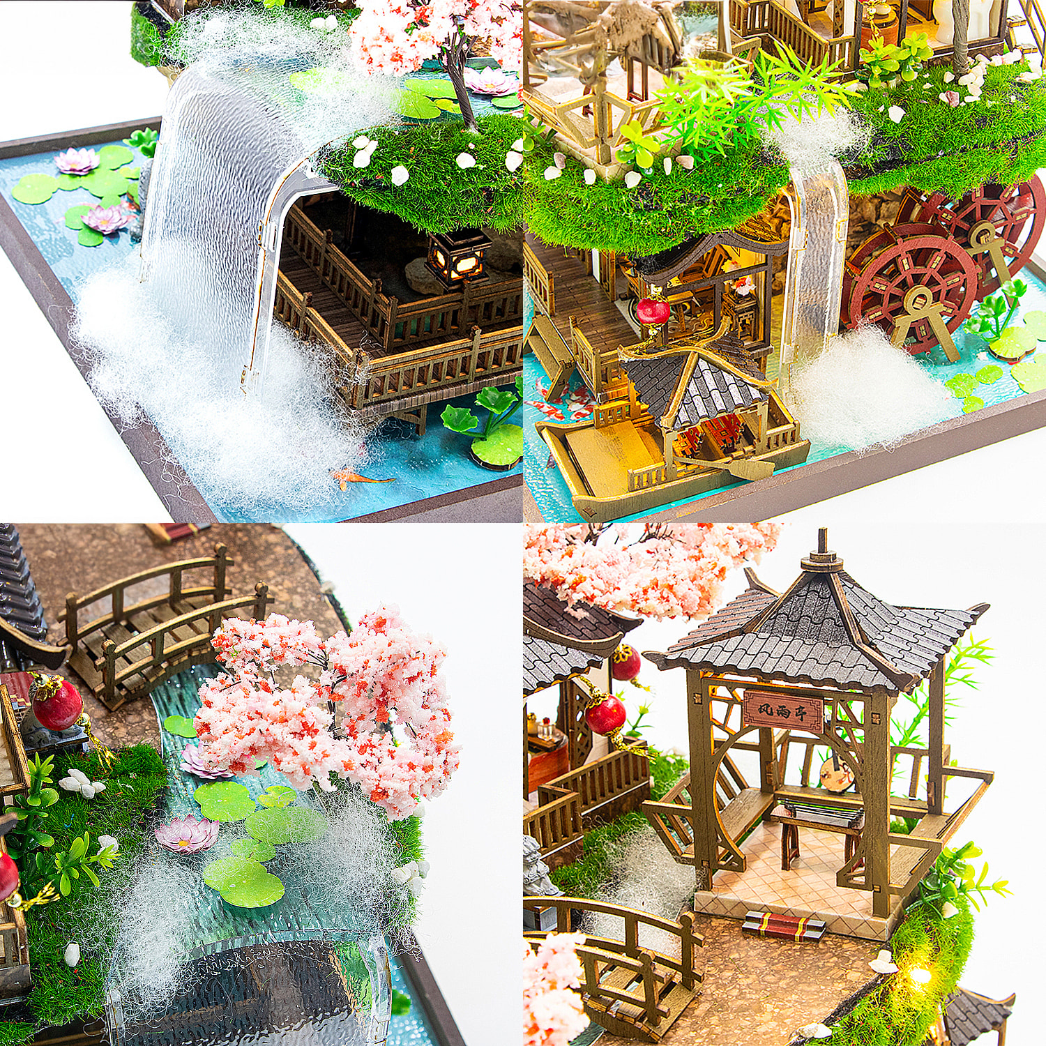 País de las hadas. Maqueta de madera, diseño 3D realista con gran detalle y luces led.