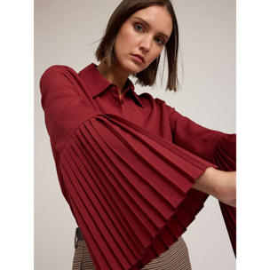 Motivi - Camisa con mangas plisadas - Burgundy