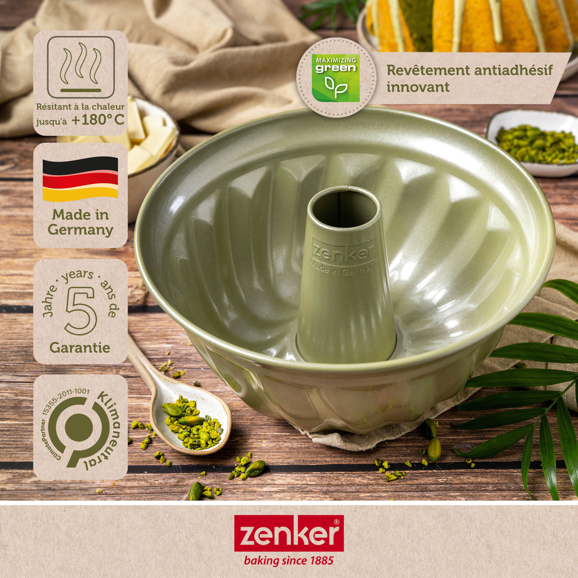 Ensemble de 2 Moules à kouglof 25 cm Zenker Green Vision