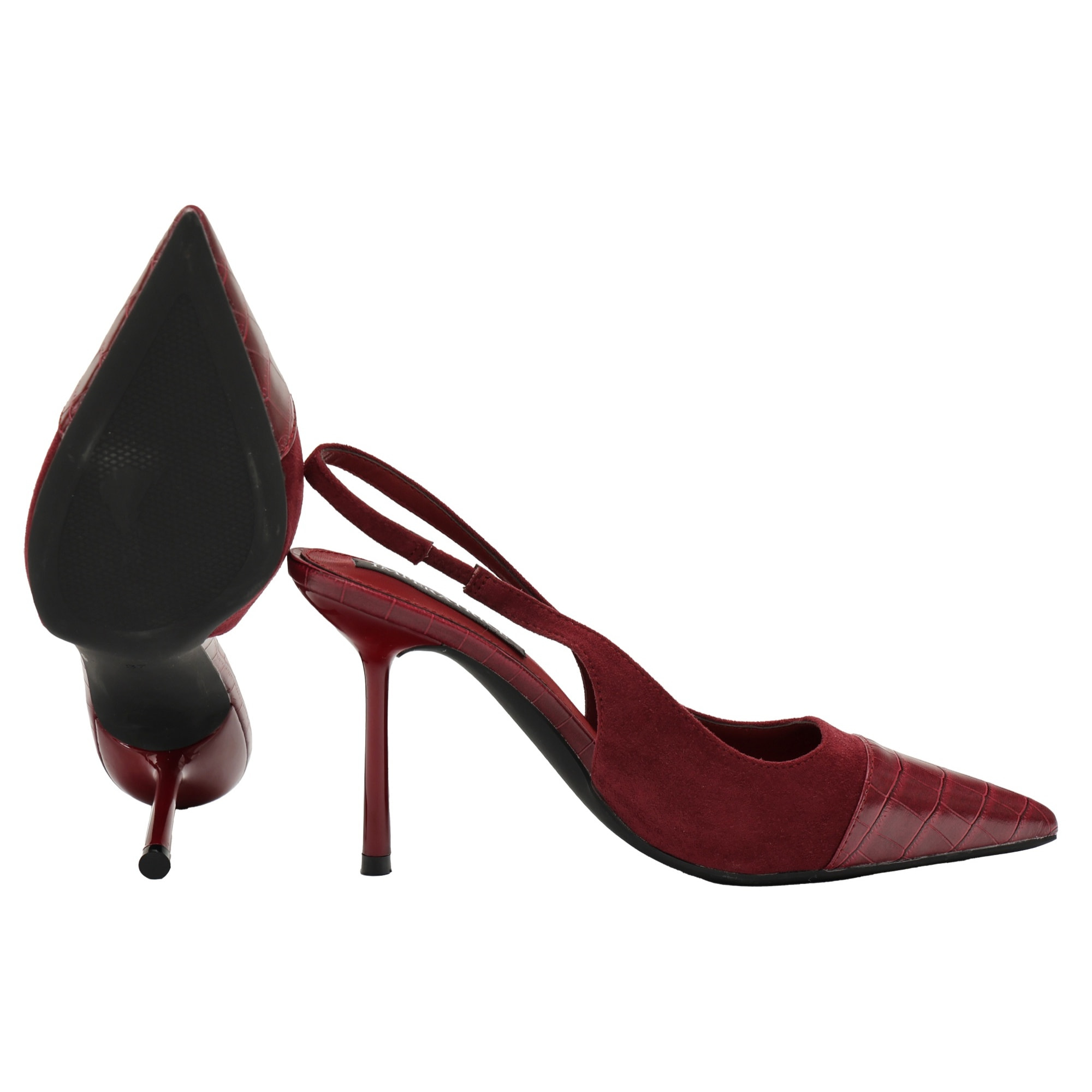 Decolletè in simil-pelle scamosciata con punta pitonata