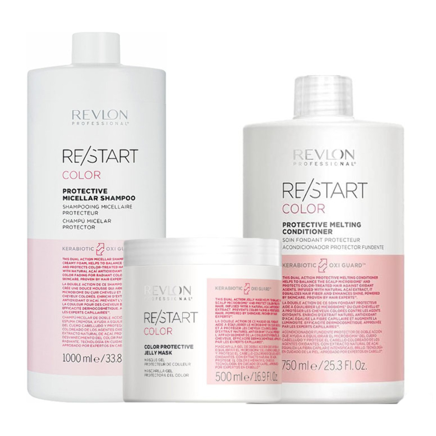 REVLON PROFESSIONAL Kit Restart Color Protective Micellar Shampoo 1000ml + Mask 500ml + Conditioner 750ml