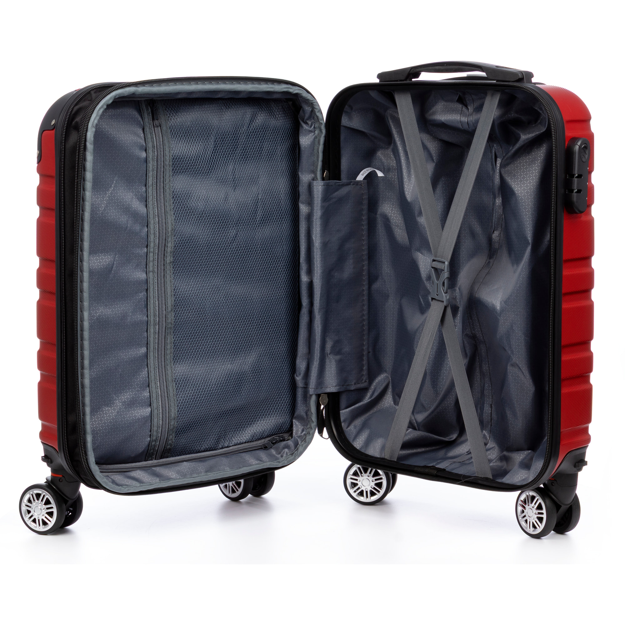 Set di 2 valigie Trolley espandibili, in materiale leggero ABS ad alta resistenza con angoli rinforzati. Chiusura a combinazione, 4 ruote girevoli doppie a 360° e removibili.
