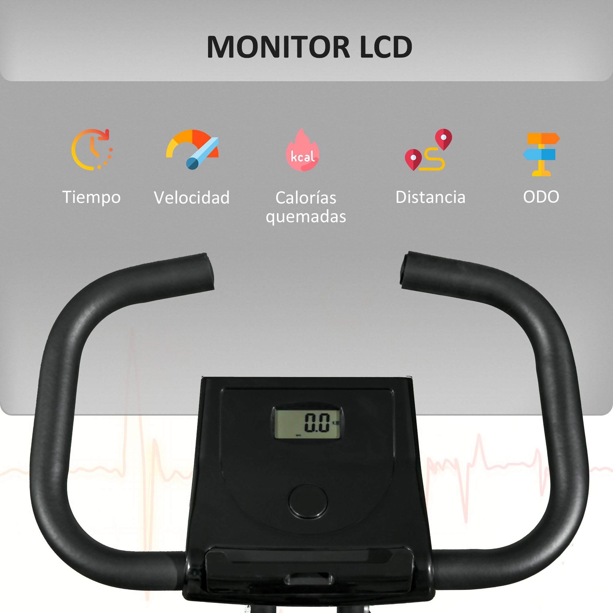 Bicicleta Estática Plegable con 8 Niveles de Resistencia Magnética Bicicleta de Ejercicio Fitness con Pantalla LCD y Asiento Regulable para Casa Oficina 43x85x109 cm Negro