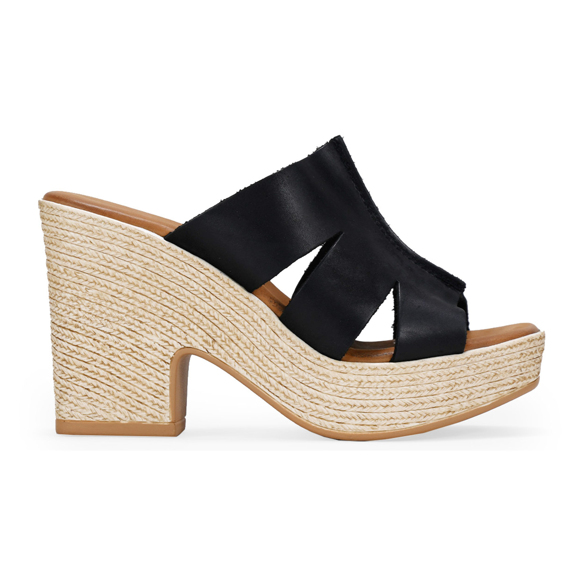 Sandalias de tacón negras en piel