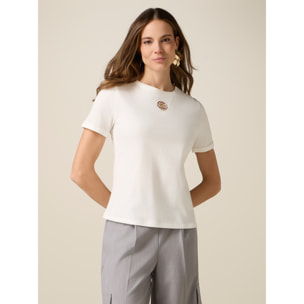 Oltre - Camiseta con incrustación y cristales - Blanco