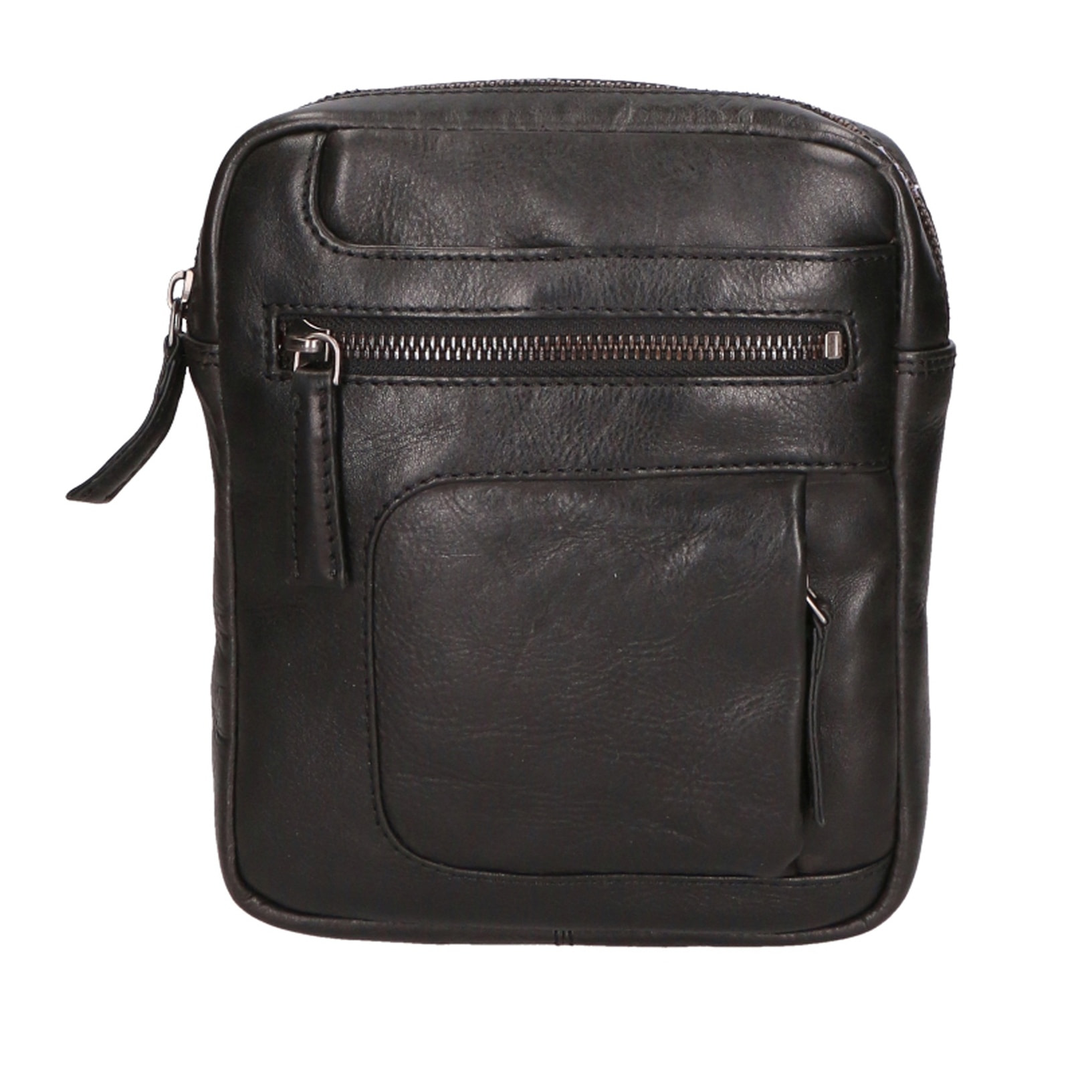 Borsa a tracolla unisex vera pelle - Modello False - 100% pelle di vacchetta - 17.0 x 19.0 x 4.0 cm