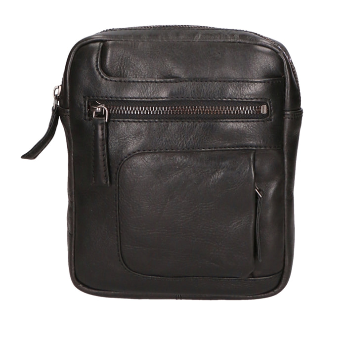 Borsa a tracolla unisex vera pelle - Modello False - 100% pelle di vacchetta - 17.0 x 19.0 x 4.0 cm