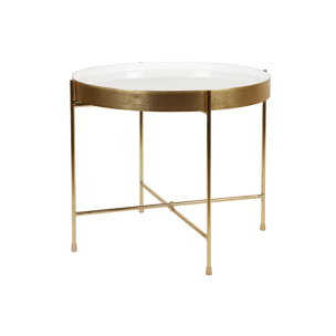 Table d'appoint avec plateau réversible bleu canard / blanc D51 cm SATEEN