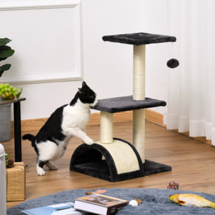 Rascador para Gatos Altura 72 cm Árbol para Gatos Torre de Escalada con Postes de Sisal Tablero para Rascar Plataformas y Bola Colgante Gris Carbón