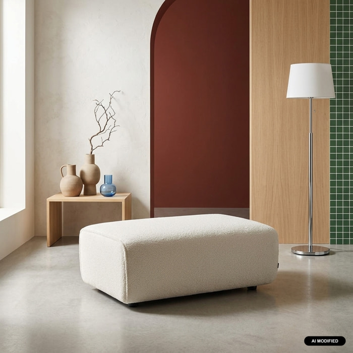 Pouf, repose-pieds pour canapé 3 places Wallas bouclette WALLAS